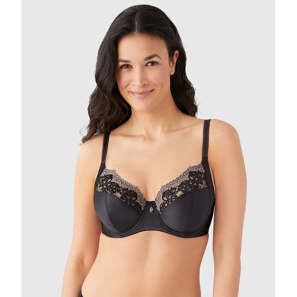 NEW $74 Wacoal 855377 Side Note Underwire Bra Size 34G Black